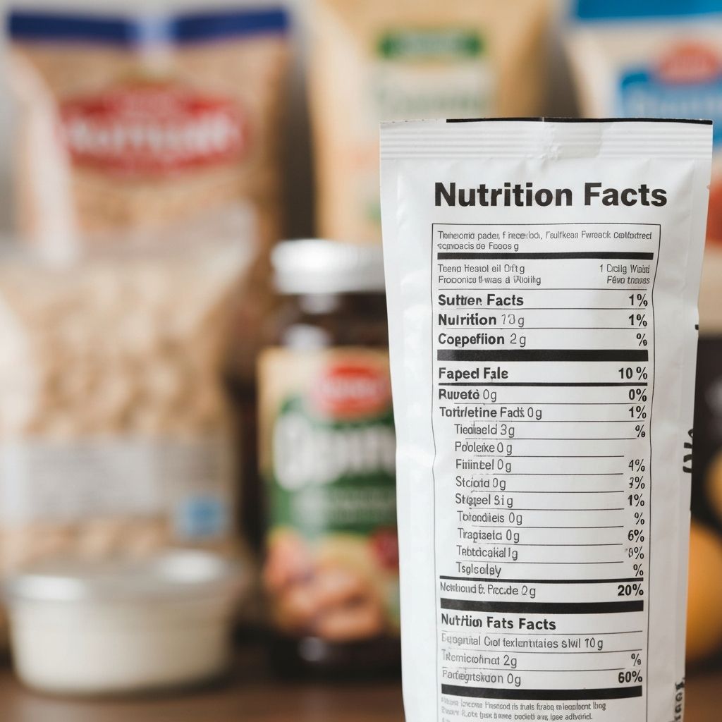 Close-up of nutrition information panel on food packaging