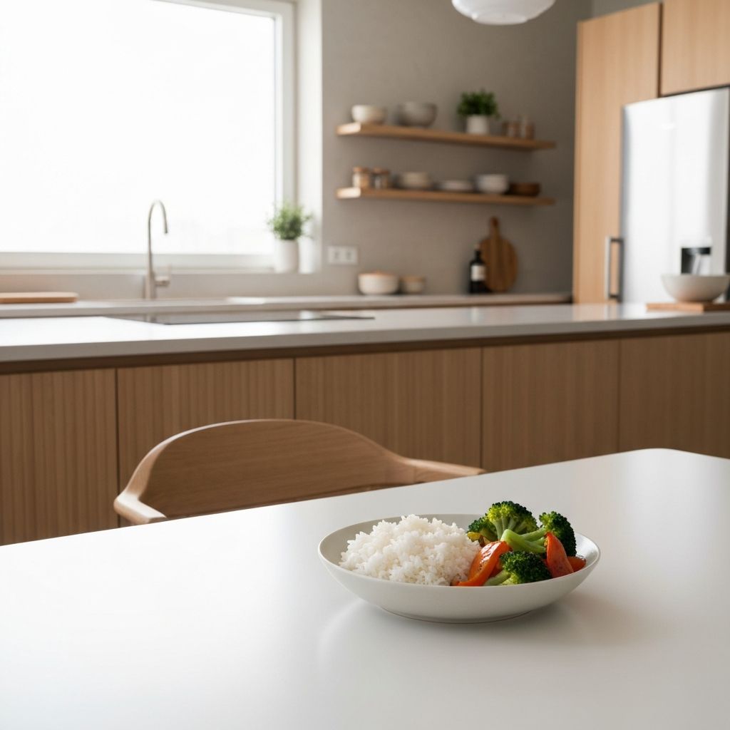 Simple home-prepared meal on a dining table